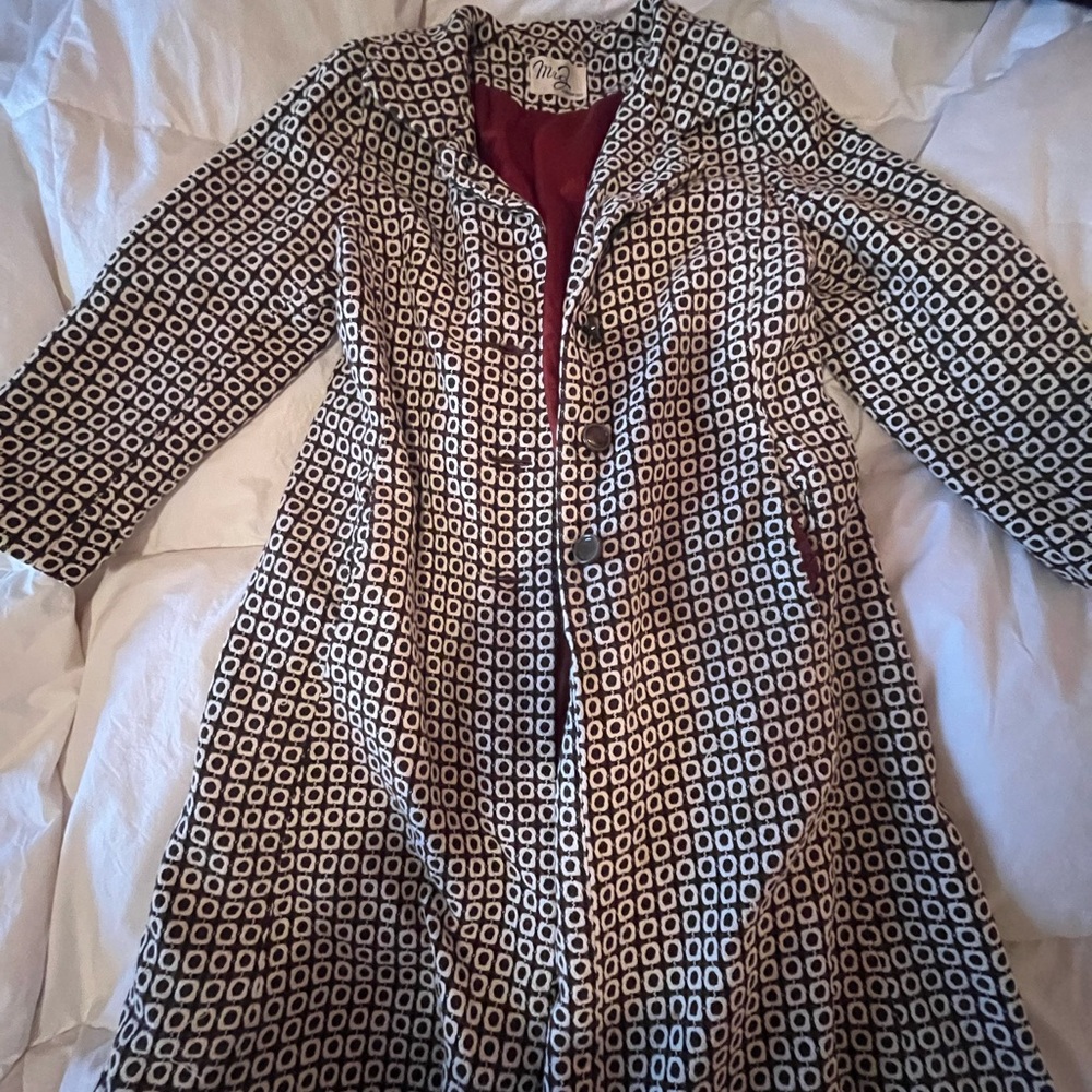 60’s Mod Black and White Patterned Coat
